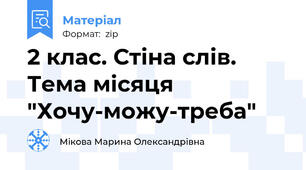 2 клас. Стіна слів. Тема місяця "Хочу-можу-треба"