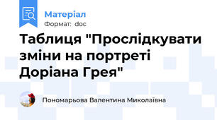 Таблиця "Прослідкувати зміни на портреті Доріана Грея"