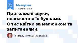Приголосні звуки, позначення їх буквами. Опис квітки за малюнком та запитаннями.