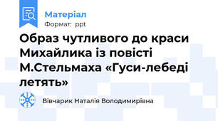 Образ чутливого до краси Михайлика із повісті М.Стельмаха «Гуси-лебеді летять»