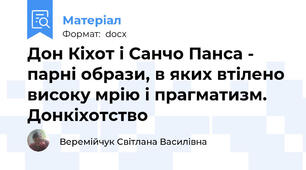 Дон Кіхот і Санчо Панса - парні образи, в яких втілено високу мрію і прагматизм. Донкіхотство