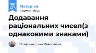 Додавання раціональних чисел(з однаковими знаками)