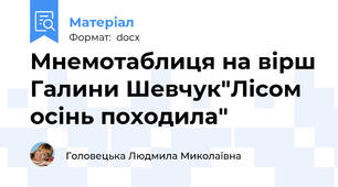 Мнемотаблиця на вірш Галини Шевчук"Лісом осінь походила"