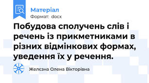 Побудова сполучень слів і речень із прикметниками в різних відмінкових формах, уведення їх у речення.