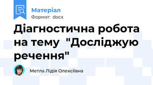Діагностична робота на тему  "Досліджую речення"
