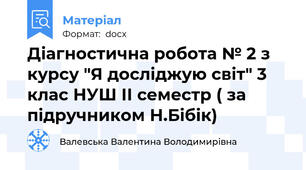 Діагностична робота № 2 з курсу "Я досліджую світ" 3 клас НУШ ІІ семестр ( за підручником Н.Бібік)