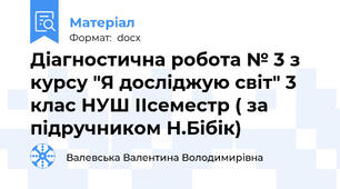 Діагностична робота № 3 з курсу "Я досліджую світ" 3 клас НУШ ІІсеместр ( за підручником Н.Бібік)