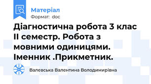 Діагностична робота 3 клас ІІ семестр. Робота з мовними одиницями. Іменник .Прикметник.