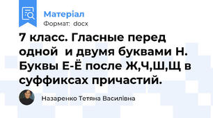 7 класс. Гласные перед одной  и двумя буквами Н. Буквы Е-Ё после Ж,Ч,Ш,Щ в суффиксах причастий.