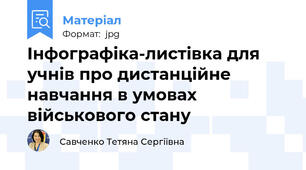 Інфографіка-листівка для учнів про дистанційне навчання в умовах військового стану