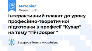 Інтерактивний плакат до уроку професійно-теоретичної підготовки з професії "Кухар" на тему "Піч Josper "