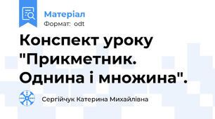 Конспект уроку "Прикметник. Однина і множина".