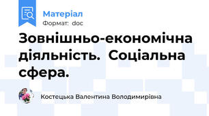 Зовнішньо-економічна діяльність.  Соціальна сфера.