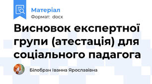 Висновок експертної групи (атестація) для соціального падагога