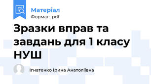 Зразки вправ та завдань для 1 класу НУШ
