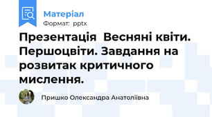 Презентація  Весняні квіти. Першоцвіти. Завдання на розвитак критичного мислення.