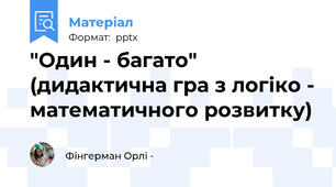 "Один - багато" (дидактична гра з логіко - математичного розвитку)