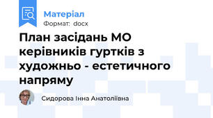 План засідань МО керівників гуртків з художньо - естетичного напряму
