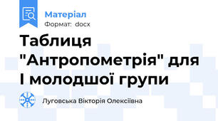 Таблиця "Антропометрія" для І молодшої групи