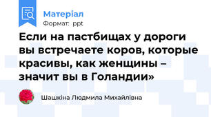 Если на пастбищах у дороги вы встречаете коров, которые красивы, как женщины – значит вы в Голандии»
