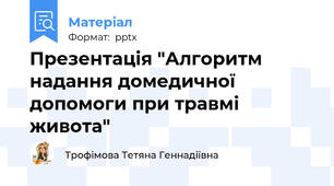 Презентація "Алгоритм надання домедичної допомоги при травмі живота"