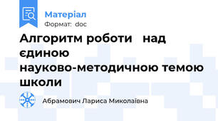 Алгоритм роботи   над єдиною науково-методичною темою школи