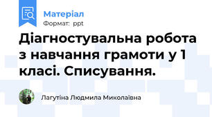 Діагностувальна робота з навчання грамоти у 1 класі. Списування.