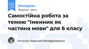 Самостійна робота за темою "Іменник як частина мови" для 6 класу