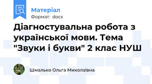 Діагностувальна робота з української мови. Тема "Звуки і букви" 2 клас НУШ