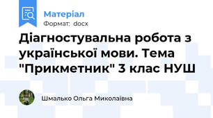 Діагностувальна робота з української мови. Тема "Прикметник" 3 клас НУШ