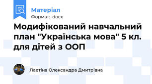 Модифікований навчальний план "Українська мова" 5 кл. для дітей з ООП