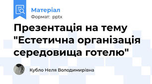 Презентація на тему "Естетична організація середовища готелю"