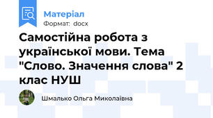 Самостійна робота з української мови. Тема "Слово. Значення слова" 2 клас НУШ