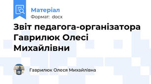 Звіт педагога-організатора Гаврилюк Олесі Михайлівни