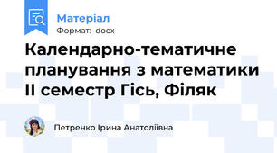 Календарно-тематичне планування з математики ІІ семестр Гісь, Філяк