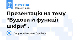 Презентація на тему “Будова й функції  шкіри” .