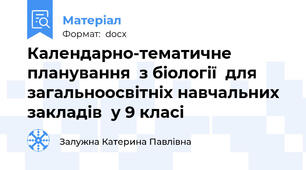 Календарно-тематичне планування  з біології  для загальноосвітніх навчальних закладів  у 9 класі