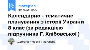 Календарно - тематичне планування з історії України 8 клас (за редакцією підручника Г. Хлібовської )