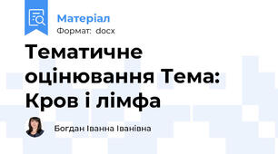Тематичне оцінювання Тема: Кров і лімфа