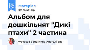 Альбом для дошкільнят "Дикі птахи" 2 частина