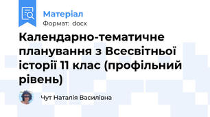 Календарно-тематичне планування з Всесвітньої історії 11 клас (профільний рівень)