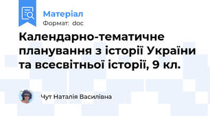 Календарно-тематичне планування з історії України та всесвітньої історії, 9 кл.