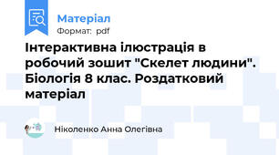 Інтерактивна ілюстрація в робочий зошит "Скелет людини". Біологія 8 клас. Роздатковий матеріал