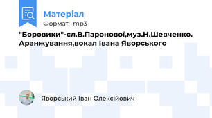 "Боровики"-сл.В.Паронової,муз.Н.Шевченко. Аранжування,вокал Івана Яворського