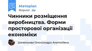 Чинники розміщення виробництва. Форми просторової організації економіки
