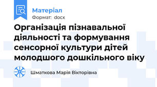 Організація пізнавальної діяльності та формування сенсорної культури дітей молодшого дошкільного віку