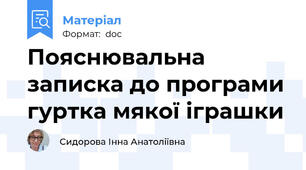 Пояснювальна записка до програми гуртка мякої іграшки