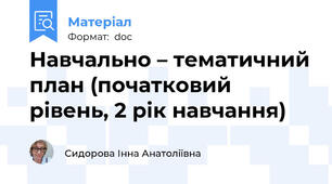Навчально – тематичний план (початковий рівень, 2 рік навчання)