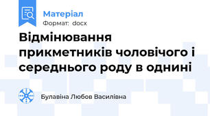 Відмінювання прикметників чоловічого і середнього роду в однині