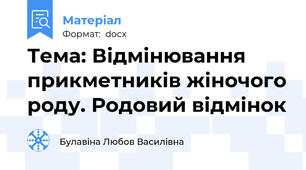 Тема: Відмінювання прикметників жіночого роду. Родовий відмінок